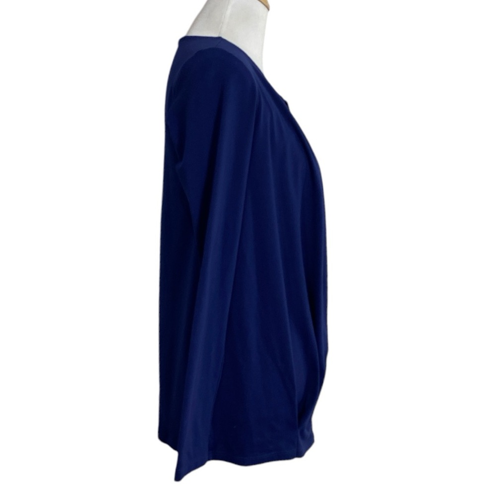 Susana Monaco Blue Long Sleeve Pleated Front Top Size Small - Picture 2 of 6